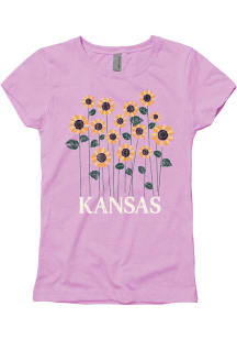 Kansas Girls Sunflower Garden Light Purple Short Sleeve Tee