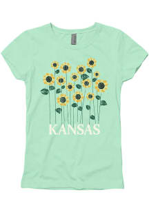 Kansas Girls Sunflower Garden Mint Green Short Sleeve Tee