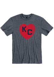 Rally Kansas City Monarchs Navy Blue Heart Short Sleeve Fashion T Shirt