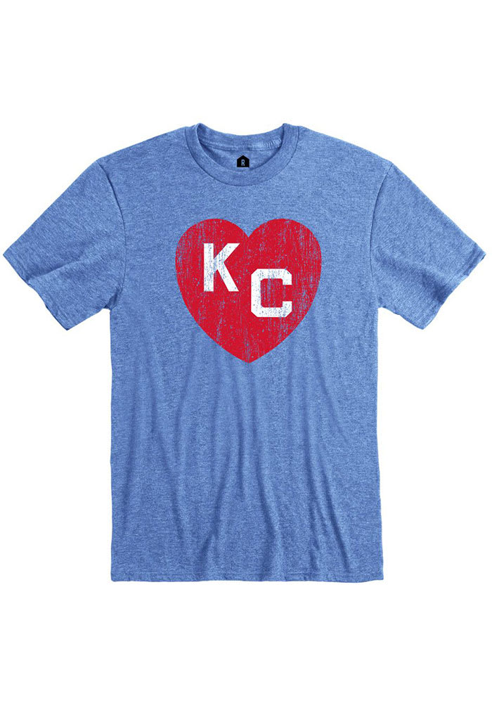 Rally Kansas City Monarchs Blue Heart Short Sleeve Fashion T Shirt