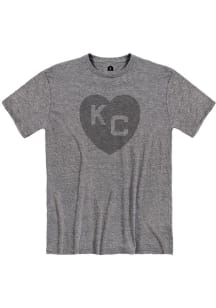 Rally Kansas City Monarchs Grey Heart Short Sleeve Fashion T Shirt
