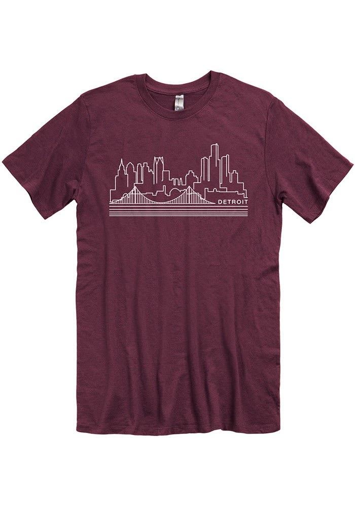 Detroit Maroon Skyline Short Sleeve Fashion T Shirt