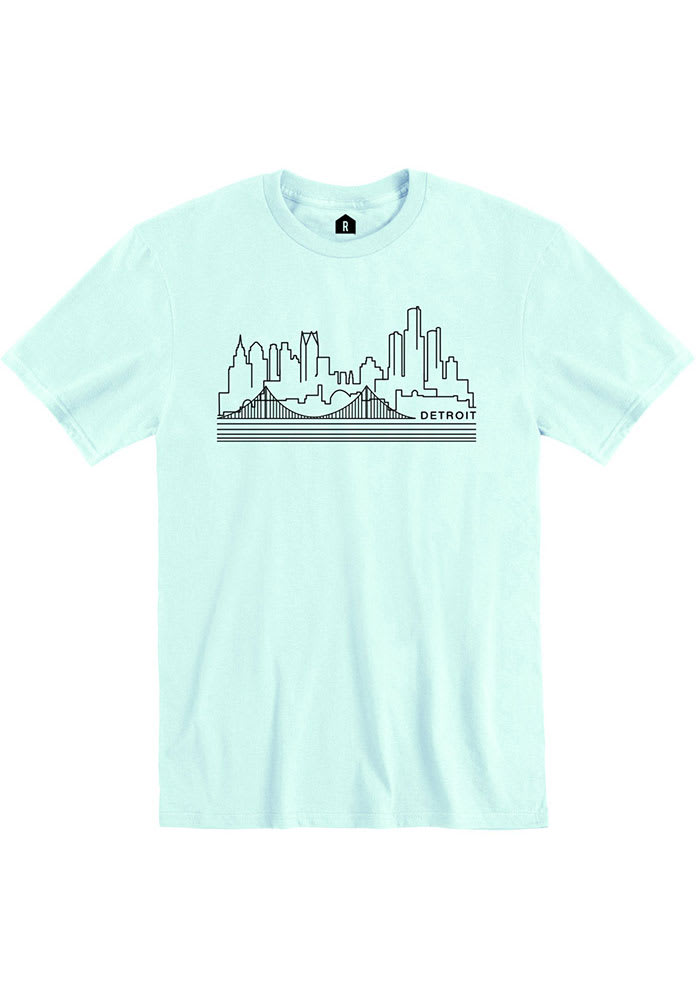 Rally Detroit Teal Skyline Short Sleeve T Shirt