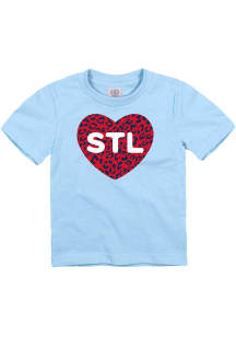 St Louis Toddler Girls Light Blue Cheetah Heart Short Sleeve T-Shirt