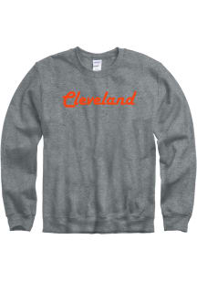 Cleveland Mens Grey Harlow Wordmark Long Sleeve Crew Sweatshirt