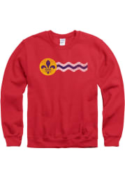 St Louis Mens Red City Flag Long Sleeve Crew Sweatshirt