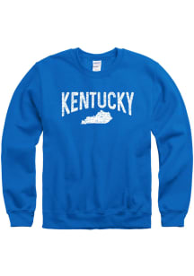 Kentucky Mens Blue Wordmark State Shape Long Sleeve Crew Sweatshirt