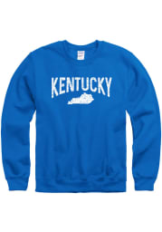 Kentucky Mens Blue Wordmark State Shape Long Sleeve Crew Sweatshirt