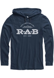 Rock-A-Belly Deli Mens Navy Blue RAB Logo Long Sleeve Hooded Tee
