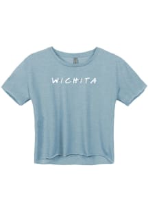 Wichita Womens Light Blue Dots Wordmark Short Sleeve T-Shirt
