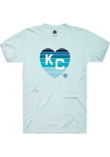 Rally Kansas City Monarchs Light Blue Sunset Heart Short Sleeve Fashion T Shirt