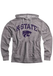 K-State Wildcats Mens Grey Distressed Arch Mascot Fashion Hood