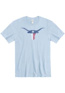 Texas Light Blue Longhorn State Flag Short Sleeve Fashion T Shirt