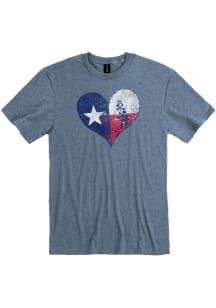Texas Blue Heart State Flag Short Sleeve Fashion T Shirt