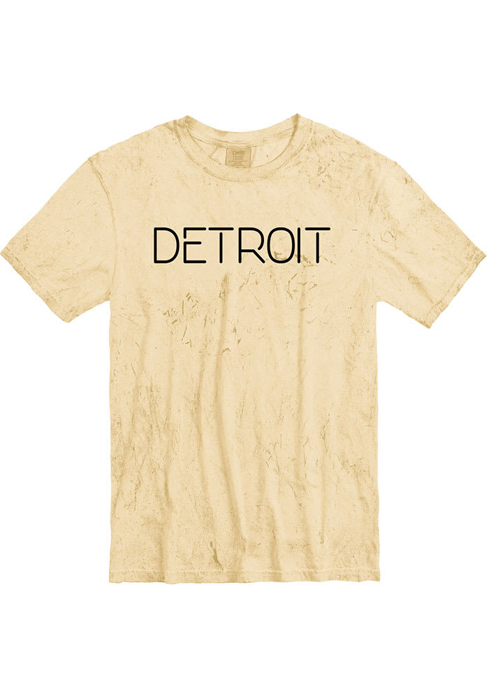 Detroit Yellow Disconnected Stencil Wordmark Short Sleeve Fashion T Shirt