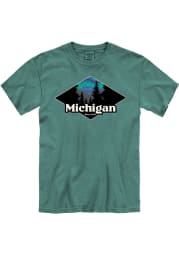 Michigan Green Aurora Diamond Short Sleeve Fashion T Shirt