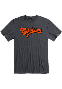 Cincinnati Grey Tiger Tail Wordmark Short Sleeve Fashion T Shirt