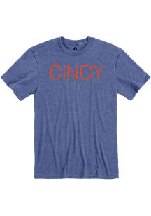 Cincinnati Blue Disconnected Stencil Wordmark Short Sleeve Fashion T Shirt