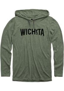 Wichita Mens Olive Keeper Wordmark Long Sleeve Hooded Tee