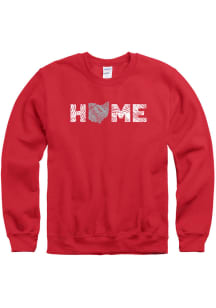 Ohio Mens Red Home State Long Sleeve Crew Sweatshirt