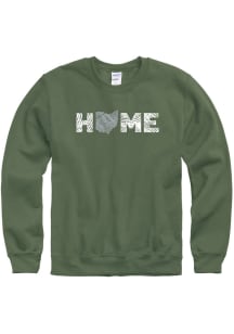 Ohio Mens Olive Home State Long Sleeve Crew Sweatshirt