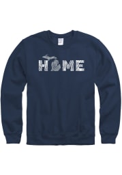 Michigan Mens Navy Blue Home State Long Sleeve Crew Sweatshirt