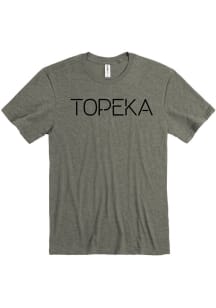 Topeka Olive Disconnected Stencil Wordmark Short Sleeve Fashion T Shirt