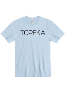 Topeka Light Blue Disconnected Stencil Wordmark Short Sleeve Fashion T Shirt