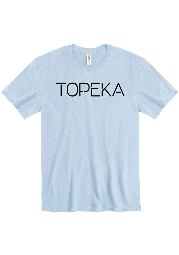Topeka Light Blue Disconnected Stencil Wordmark Short Sleeve Fashion T Shirt