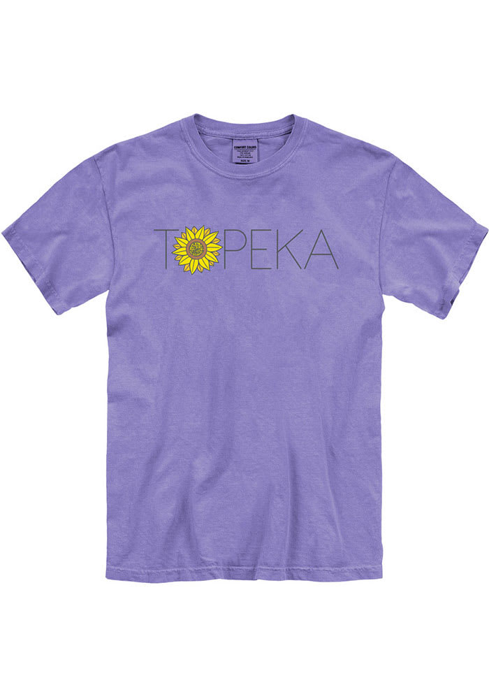 Topeka Purple Sunflower Wordmark Short Sleeve Fashion T Shirt