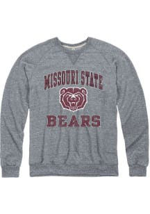 Missouri State Bears Mens Grey Number One Graphic Distressed Long Sleeve Fashion Sweatshirt