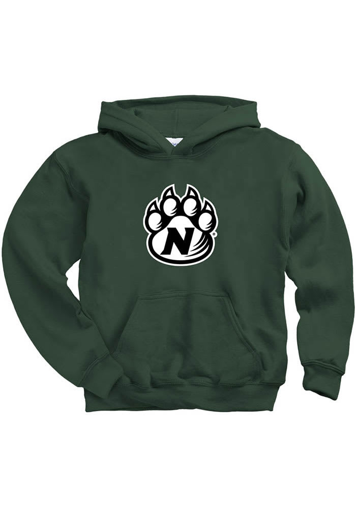 Northwest Missouri State Bearcats Youth Green Primary Logo Long Sleeve Hoodie