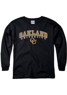 Oakland University Golden Grizzlies Youth Black Arch Mascot Long Sleeve T-Shirt