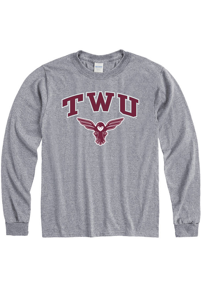 Texas Womans University Arch Mascot GREY Long Sleeve T Shirt