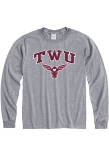 Texas Womans University Grey Arch Mascot Long Sleeve T Shirt
