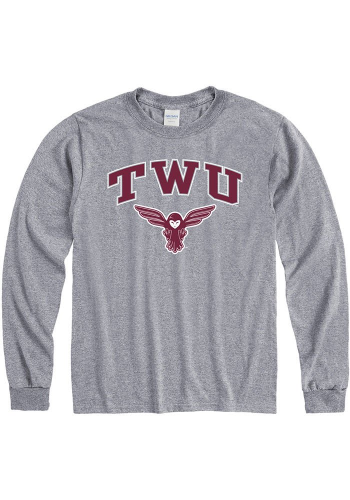 Texas Womens University Grey Arch Mascot Long Sleeve T Shirt