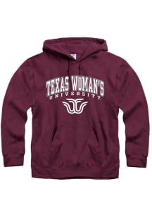 Texas Womans University Mens Maroon Arch Mascot Long Sleeve Hoodie