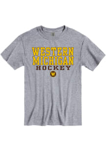 Western Michigan Broncos Grey Hockey Stacked Short Sleeve T Shirt