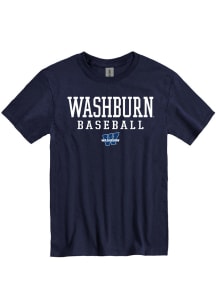Washburn Ichabods Navy Blue Baseball Stacked Short Sleeve T Shirt