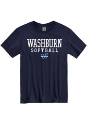 Washburn Ichabods Navy Blue Softball Stacked Short Sleeve T Shirt
