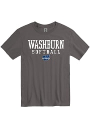 Washburn Ichabods Charcoal Softball Stacked Short Sleeve T Shirt