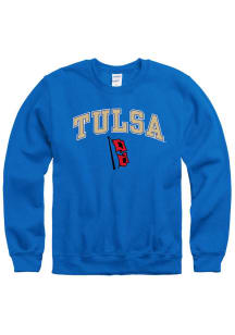 Tulsa Golden Hurricane Mens Blue Arch Mascot Long Sleeve Crew Sweatshirt