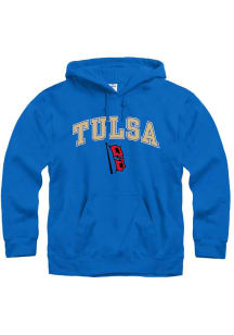 Tulsa Golden Hurricane Mens Blue Arch Mascot Long Sleeve Hoodie