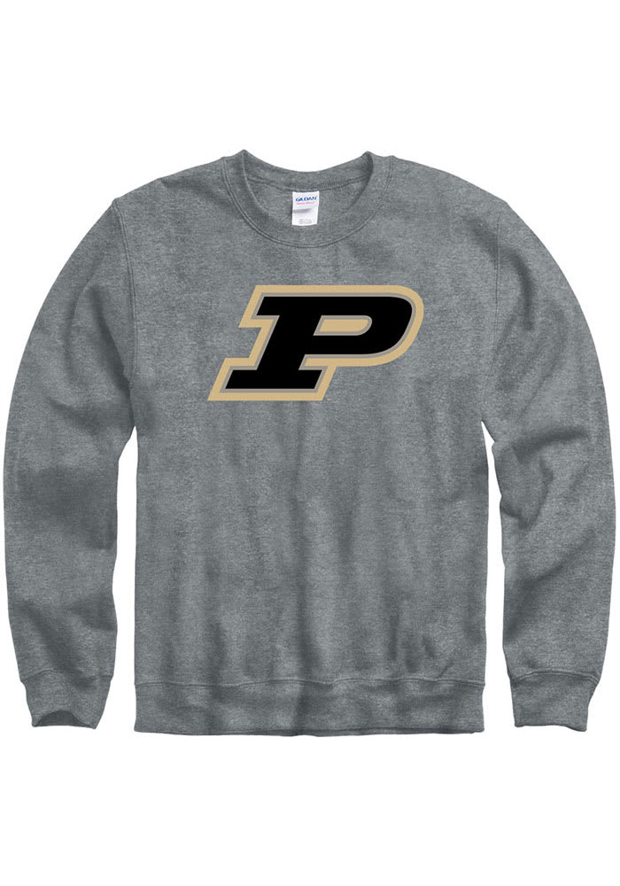 Purdue Boilermakers Mens Grey Primary Team Logo Long Sleeve Crew Sweatshirt