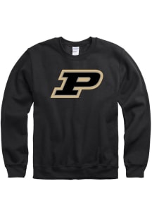 Purdue Boilermakers Mens Black Primary Team Logo Long Sleeve Crew Sweatshirt