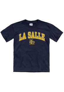 La Salle Explorers Youth Navy Blue Arch mascot Short Sleeve T-Shirt