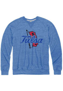 Tulsa Golden Hurricane Mens Blue Snow Heather Logo Long Sleeve Fashion Sweatshirt