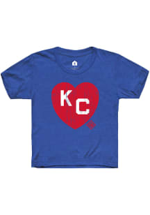 Rally Kansas City Monarchs Youth Blue Heart Graphic Short Sleeve T-Shirt