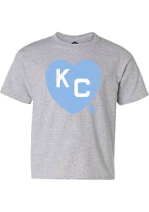 Rally Kansas City Monarchs Youth Grey Heart Graphic Short Sleeve T-Shirt
