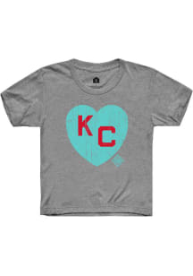 Rally Kansas City Monarchs Youth Grey Heart Graphic Short Sleeve T-Shirt